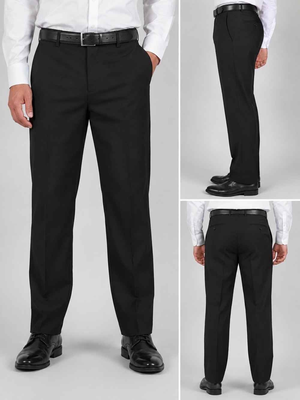 J.M. Haggar Men's Dress Pants 38x32 Black Stretch Flat Front Classic Career Slac
